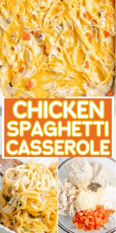 chicken spaghetti casserole with carrots and parmesan cheese