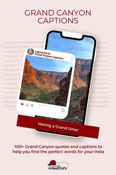 the grand canyon captions app is displayed on an iphone screen, with text below it