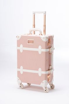 Cute Travel Suitcases, Cute Pink Suitcase, Koper Traveling Aesthetic, Preppy Suitcase, Suit Cases Travel, Teen Luggage, Floral Luggage, Cute Suitcase, Pink Suitcase