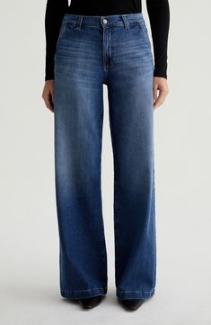 AG Stella Low Slung Palazzo Jeans available at #Nordstrom Palazzo Jeans, My Style Fashion, Mens Uggs, Jean Shirt Dress, Sports Blazer, Wide Legs, Denim Jumpsuit, Winter Fashion Outfits, Fashion Help