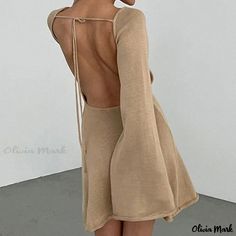 Olivia Mark - Sensual Long-Sleeved Beach Cover-Up Dress Y2k Winter Outfits, Casual Vacation Outfits, Backless Short Dress, Beach Club Party, Dress For Beach, Backless Sweater, Backless Long Sleeve, Vacation Dresses Beach, Holiday Skirts