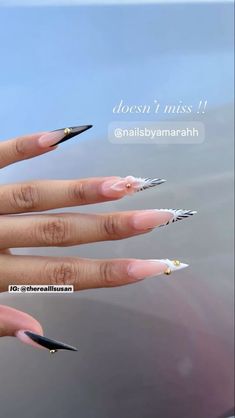 Stilleto Nails With Initials, Almond Long Nails Ideas, French Tip On Long Nails, Long Stiletto French Tip Nails, Graduation Nails Stiletto, Almond Nails With White Tips, Simple Nail Designs Stiletto, Initial Nails Stiletto, Stilleto Frenchies Nails