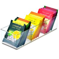 a clear acrylic holder holds several different types of books