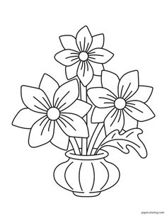 flowers in a vase coloring page