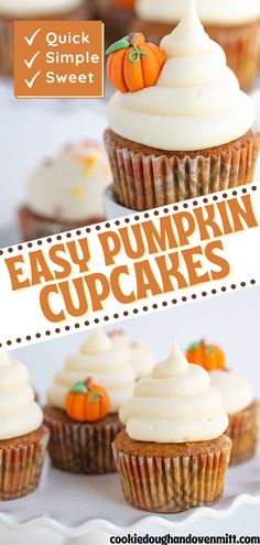 easy pumpkin cupcakes with cream cheese frosting