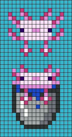 a pixellated image of a cupcake with pink and blue squares