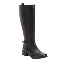 Comfortview Women's Wide Width The Donna Wide Calf Leather Boot .Style and comfort - not a tall order, they're a given with our Donna leather boots! Leather upper Hidden elastic gore for comfort Full inside zipper 15" shaft height 1 1/2" heel heightPadded insoleFlexible, skid-resistant outsole. About the brand: Shoes designed to be the best-fitting, best-feeling, best-looking footwear for every moment of your life. Our shoes feature flexible and skid resistant soles, stable heels and padded insoles. From casual shoes, to boots, to dress shoes we provide comfort and style every step of the day. Available in 30 sizes and widths. Size: 9.  Color: Black.  Gender: female.  Age Group: adult. Wide Calf Leather Boots, Calf Leather Boots, Winter Heels, Winter Shoes For Women, Tall Riding Boots, Boot Style, Fringe Boots, Slouched Boots, Wide Calf Boots