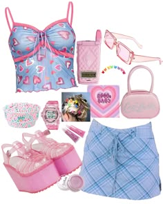 2000 Clothing Style, Y2k Outfits Barbie, 2000s Dressy Outfits, Barbie Outfits Y2k, Y2k Outfits Pastel, Pink 2000s Aesthetic Outfits, Tweencore Outfits, 2000s Barbie Outfits, Colorful 2000s Outfits