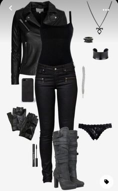 Badass Outfits For Women, Rock Girl Outfit, Style Rock Chic, Fem Outfits, Rock Clothes, Fem Oc, Badass Outfit, Look Grunge, Rock Girl