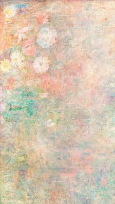 an abstract painting with pastel colors and lots of flowers on the bottom right corner