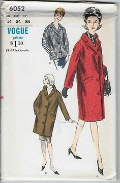 Find many great new & used options and get the best deals for Vtg Vogue 6052 Pattern 1960s 60s 1963 Coat Single-Breasted Chesterfield 14 at the best online prices at eBay! Free shipping for many products! Butterick Patterns Vintage, Mccalls Patterns Vintage, Elastic Waist Dress, Butterick Pattern, Double Breasted Jacket