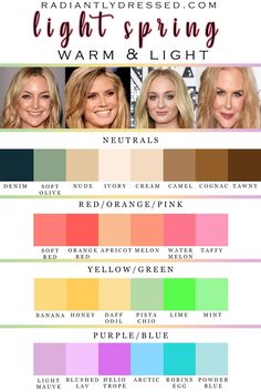 Light Spring Color Palette Clothing, Light Spring Color Pallete, Colour Analysis Spring Clothes, Colour Season Palette, Light Spring Color Palette Wardrobe, My Color Palette Clothes, Light Spring Seasonal Color Palette, Late Spring Color Palette, Spring Pallete Colors Clothes