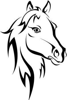 a horse's head is shown in black and white