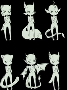 some drawings of different types of cats and dragon's names in various poses, with the