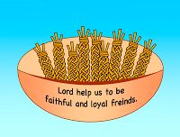 a bowl filled with lots of fries sitting on top of a table