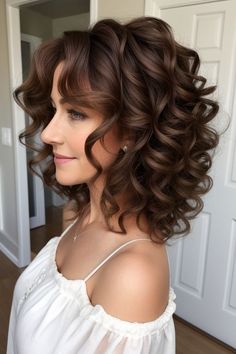 27+ Shoulder Hairstyles for Women Over 40 15 Short Hair Styles For Mother Of The Bride, Curls For Medium Length Hair Wedding, Hair Styles For Mother Of The Groom, Medium Length Hair With Curls, Medium Length Haircut Styles, Shoulder Length Curly Haircuts, Shoulder Hairstyles, Short Hair Curls