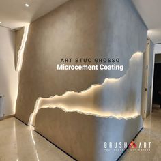 an art studio is shown with the words microcement coating