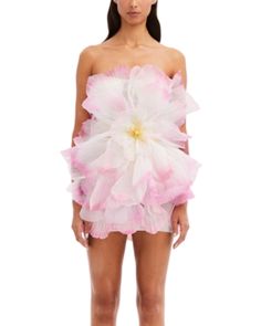 Oscar de la Renta Strapless 3D Floral Mini Dress 3d Floral Mini Dress, Floristry Packaging, Pink Designer Dress, Pink Designer Dresses, Vestidos Oscar, Anna Lee, Oscar Dresses, Floral Wedding Dress, Lifestyle Fashion