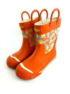 Orange Waterproof Boots With Round Toe, Flat Foot, Halloween Time, Kids Boots, Coraline, Orange Blossom, Big Kids, Rubber Rain Boots, Rain Boots