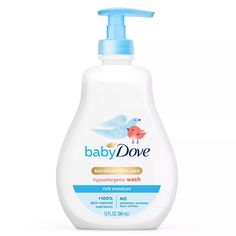 Baby Dove Sensitive Skin Care Hypoallergenic Wash Rich Moisture 100% Skin-Natural Nutrients No parabens, phthalates, dyes, sulfates 13 fl oz. Dove Sensitive Skin, Baby Body Wash, Soothing Baby, Gentle Baby, Baby Bath Time, Baby Lotion, Sensitive Skin Care, Baby Shampoo, Baby Body