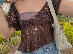 #vacation #hawaii #outfitinspo #crochet Crochet Whimsigoth, Earthy Crochet, Aesthetic Crochet Top, Crochet Shirt Pattern, Hawaii Outfit, Crochet Tee, Vacation Hawaii, Elegant Crochet, Spring Fits