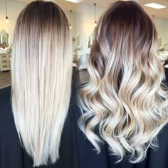 Brown To Platinum Blonde Ombre, Brown Hair Blonde Ends Ombre, Bleached Ends Hair Ombre, Reverse Ombre Hair Blonde To Brown, Creamy Blonde Ombre, Blonde Highlights On Dark Hair, Blonde Hair Inspiration