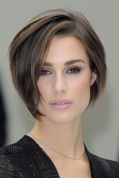 Sharp and chic short asymmetrical bob adding a modern twist to conventional styles, perfect for a bold look Layered Assymetrical Bob, Asymetrical Haircut Edgy Bob, Assymetrical Haircut Bob, Short Asymmetrical Bob, Assymetrical Bob, Asymetrical Haircut, Asymmetrical Bob Short