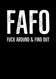 the words fafo are written in white on a black background with an old - fashioned font