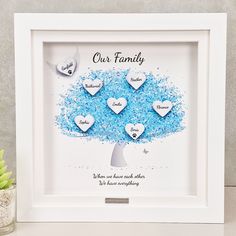 a family tree is shown with hearts on it