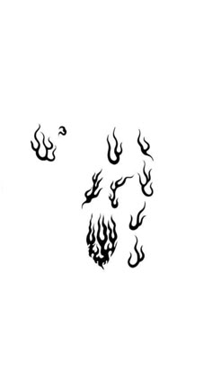 a black and white drawing of fire flames