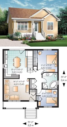 the floor plan for this small house