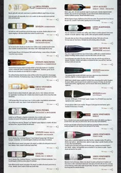 the wine list is shown in this image