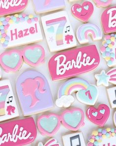 decorated cookies with the name barbie on them