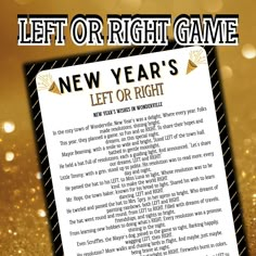 the new year's left or right game is on display in front of a gold background