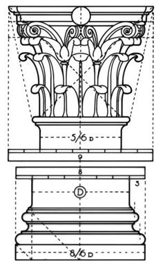 an architectural drawing showing the details of a column