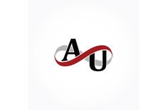 the letter u and j are connected by an infinite red ribbon, with black letters on it