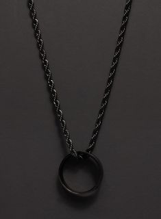 Black Chains Jewelry Men, Men Necklace Black, Necklace With Ring On It Men, Hot Jewelry For Men, Men’s Black Necklace, Ring On Chain Necklaces Men, Mens Necklace Black, Black Chain Necklace Men, Ring On Necklace Men