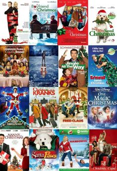 many different christmas movies are shown in this collage with the names of their characters