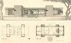 two drawings of different types of houses