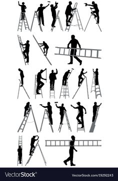 silhouettes of people climbing up the ladders to get on top of the building