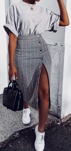 Rok Outfit, Black And White Outfit, Skirt Maxi, Skirt Mini, Rock Design, Tights Outfit, Plaid Skirt