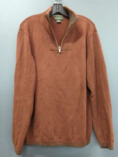 Men's Eddie Bauer Burnt Orange Knit Zip Collar Sweater Size L Large. Burnt Orange Mens Sweater, Orange Knit, Zip Collar, Collar Sweater, Eddie Bauer, Burnt Orange, Quarter Zip, Sweater Sizes, Athletic Jacket