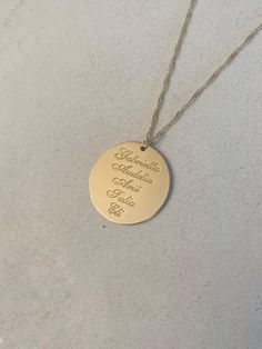 A beautiful MOM and grandma necklace with names engraved.  We can personalize the with anything you would like, names or initials of loved ones: Children, grandchildren ,or smooth. The necklace is made in 18K gold plating or 925 sterling silver. The necklace will arrive gift-wrapped and packed in a padded envelope to maintain the product Thank you for your interest. Please check out our other items and be sure to add us to your favorites! https://www.etsy.com/shop/Limajewelry We look forward to the opportunity of serving you. Round Pendant Necklace With Name For Anniversary, Name Necklace For Anniversary Gift, Classic Necklaces With Engraving Option For Mother's Day, Customizable Medallion Necklace For Anniversary, Name Necklace With Engraving Option For Mother's Day Gift, Mother's Day Gift Name Necklace With Engraving Option, Custom Name Necklace With Round Pendant For Anniversary, Meaningful Necklaces With Engraving Option For Anniversary, Personalized Round Pendant Necklace For Wedding