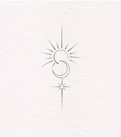 a drawing of the letter s with a sun in the middle and stars around it