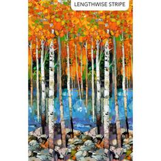 a painting of trees and rocks with the words lenhtwise stripe on it