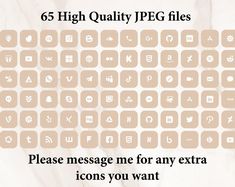 the text reads, 65 high quality jpeg files please message for any extra icons you want