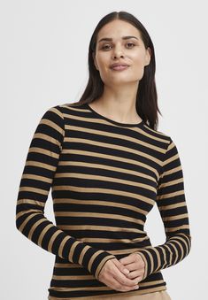 b.young BYPAMILA - Camiseta de manga larga - tigers eye mix Jeans Wide, Long Sleeve Striped Top, Tigers Eye, Striped Long Sleeve, Wide Leg Trousers, Tiger Eye, Tigers, Long Sleeve Tshirt, Long Sleeve Tops