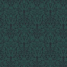 a green and black wallpaper with an intricate design on the front, in shades of blue