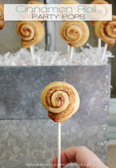 cinnamon roll party pops on a stick