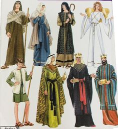 an image of men and women dressed in medieval costumes for the costume designer's book